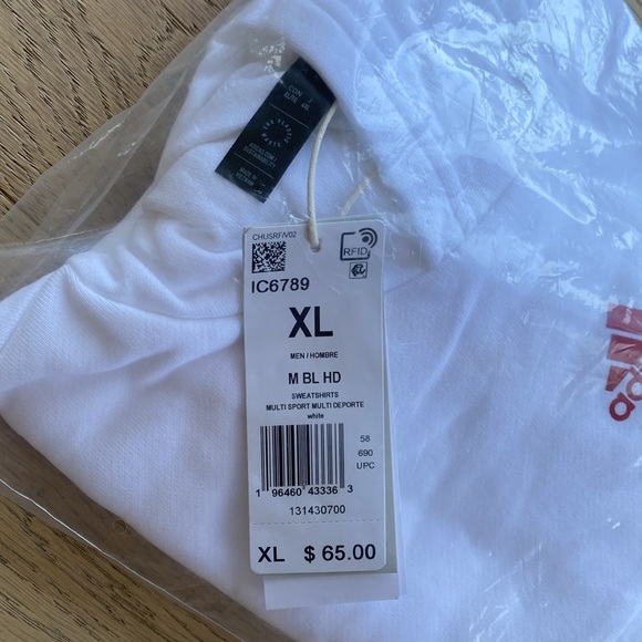 NWT Men's Adidas BrandLove Hoodie - SIZE XL - White - Picture 7 of 9